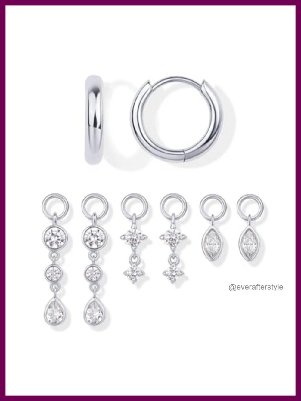 14K Gold Plated Huggie Hoop Earrings with Interchangeable CZ Charms